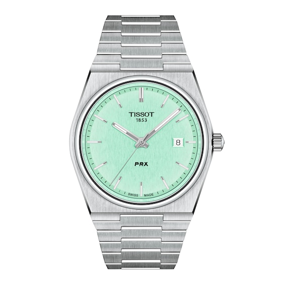 Men's Tissot PRX Stainless Steel Watch with Light Green Dial (Model: T1374101109101)