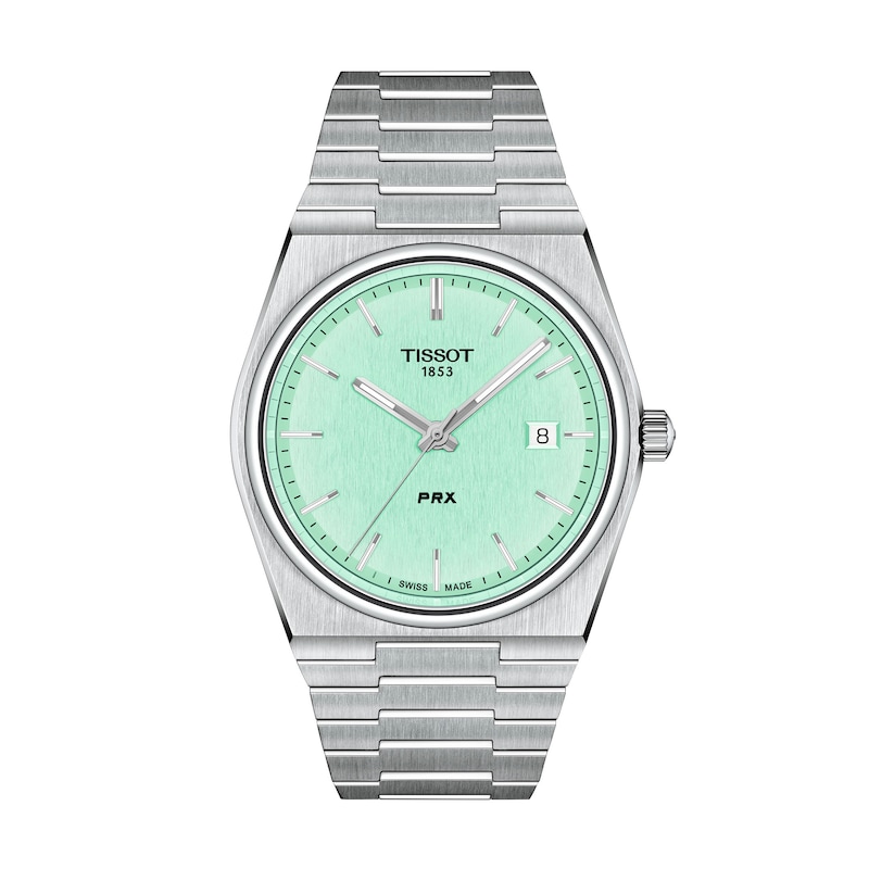 Main Image 1 of Men's Tissot PRX Stainless Steel Watch with Light Green Dial (Model: T1374101109101)