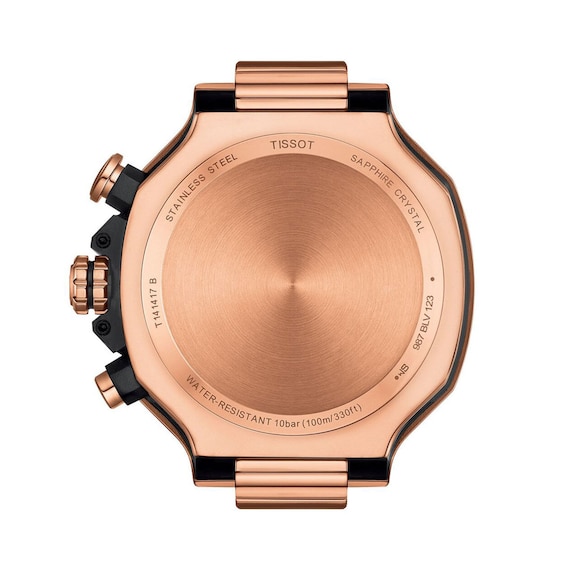 Men's Tissot T-Race Chronograph Rose-Tone PVD Stainless Steel Watch with Silicone Strap (Model: T1414173705100)