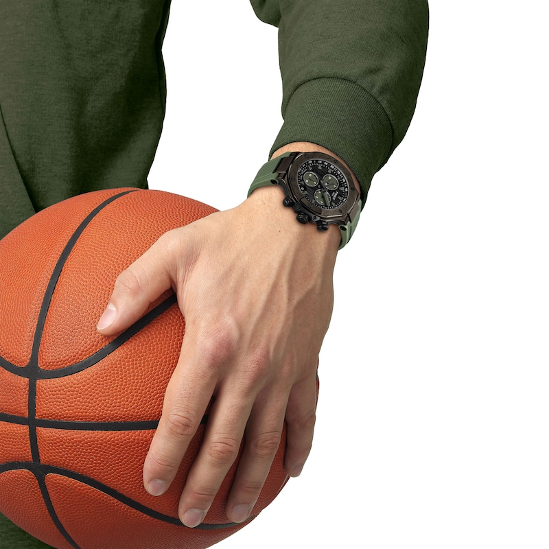 Main Image 5 of Men's Tissot T-Race Chronograph Green PVD Stainless Steel Watch with Green Silicone Strap (Model: T1414173706102)