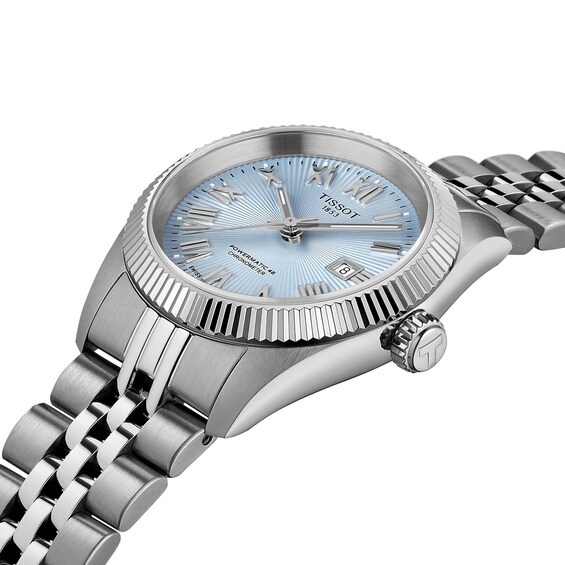 Ladies' Tissot Ballade Automatic Stainless Steel Watch with Ice Blue Dial (Model: T1562081135300)