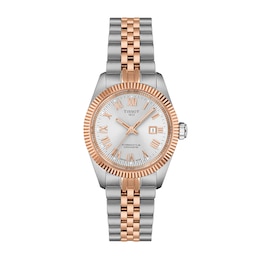 Ladies' Tissot Ballade Automatic Rose-Tone PVD and Stainless Steel Watch with Silver-Tone Dial (Model: T1562082203300)