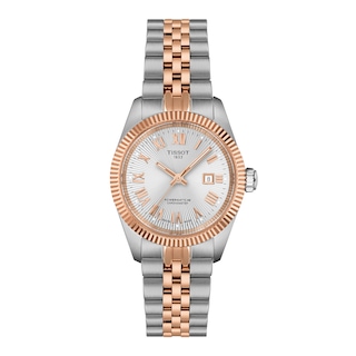 Ladies' Tissot Ballade Automatic Rose-Tone PVD and Stainless Steel Watch with Silver-Tone Dial (Model: T1562082203300)