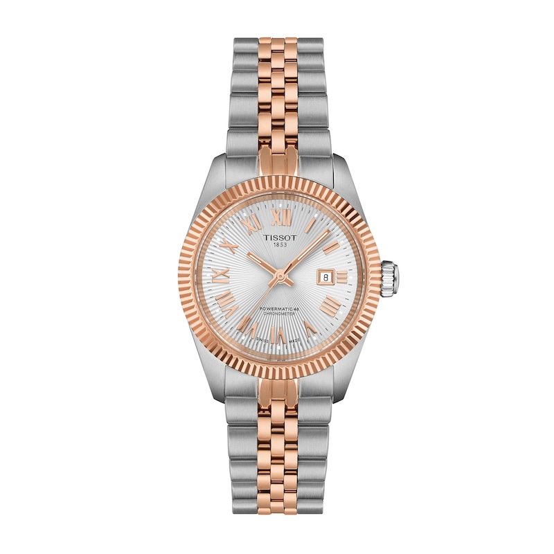 Main Image 1 of Ladies' Tissot Ballade Automatic Rose-Tone PVD and Stainless Steel Watch with Silver-Tone Dial (Model: T1562082203300)