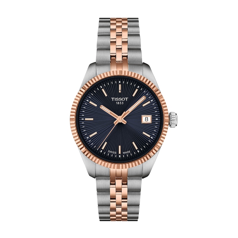 Main Image 1 of Ladies' Tissot Ballade Rose-Tone PVD and Stainless Steel Watch with Navy Blue Dial (Model: T1562102204100)