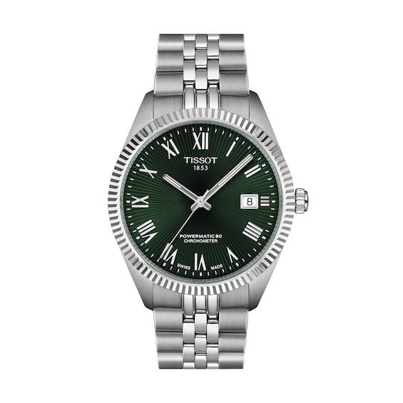 Men's Tissot Ballade Automatic Stainless Steel Watch with Green Dial (Model: T1564081109300)