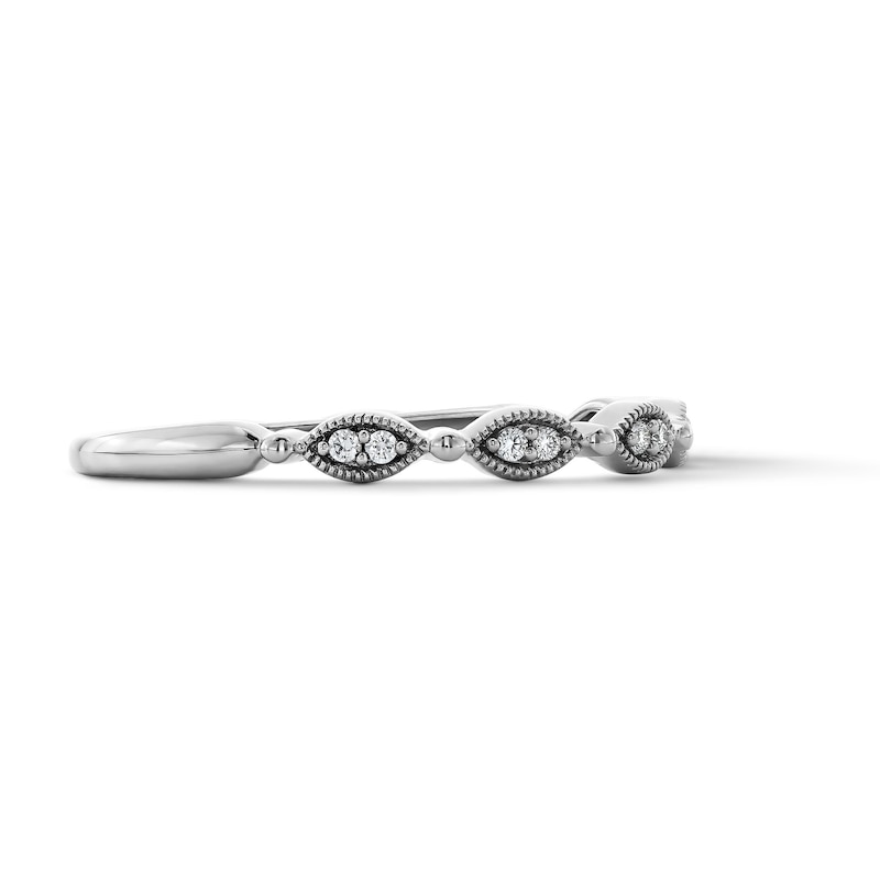 Main Image 4 of 1/20 CT. T.W. Lab-Grown Diamond Milgrain Band in 10K White Gold (F/VS2)