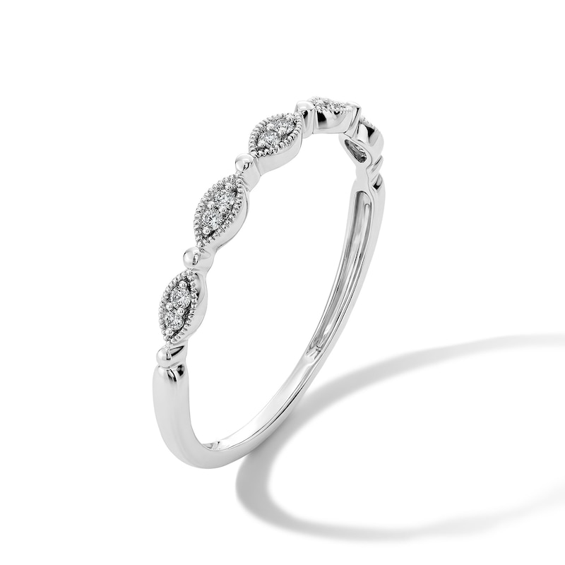 Main Image 5 of 1/20 CT. T.W. Lab-Grown Diamond Milgrain Band in 10K White Gold (F/VS2)