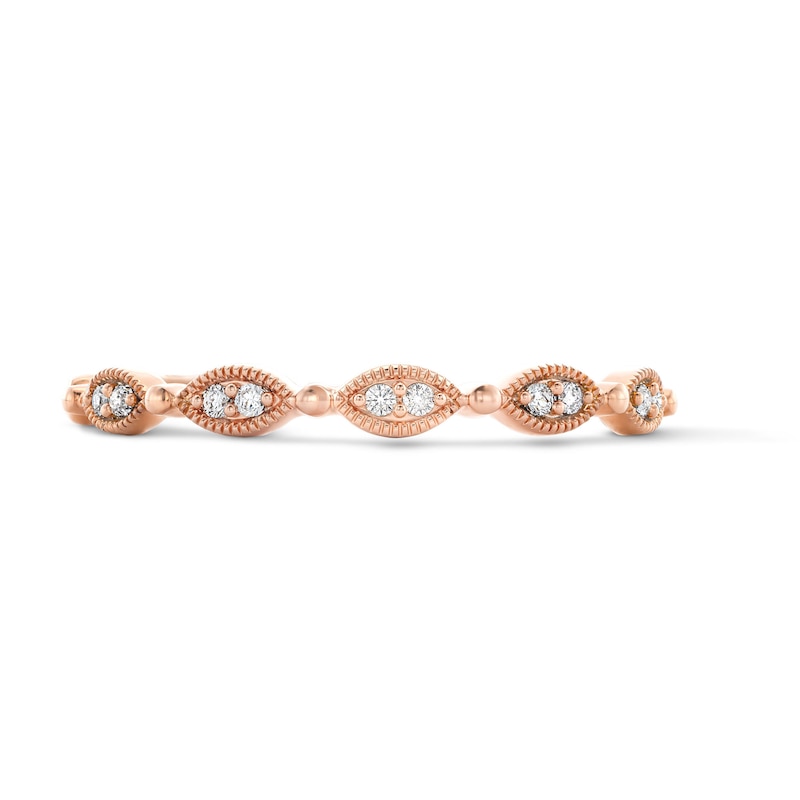 Main Image 1 of 1/20 CT. T.W. Lab-Grown Diamond Milgrain Band in 10K Rose Gold (F/VS2)