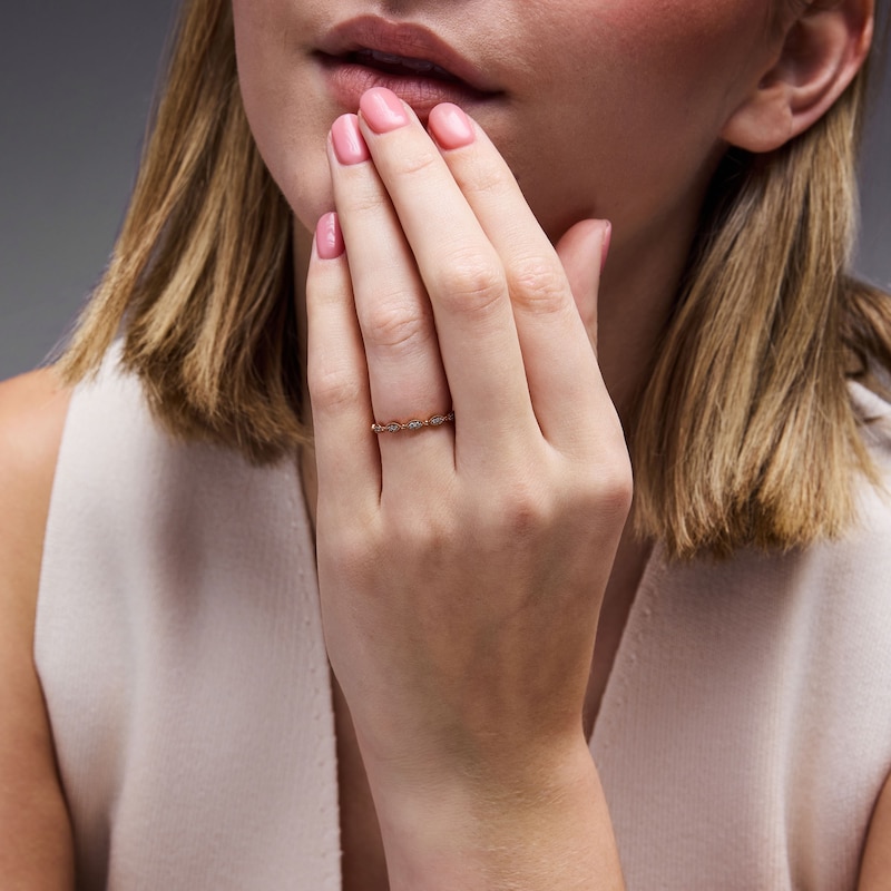 Main Image 2 of 1/20 CT. T.W. Lab-Grown Diamond Milgrain Band in 10K Rose Gold (F/VS2)