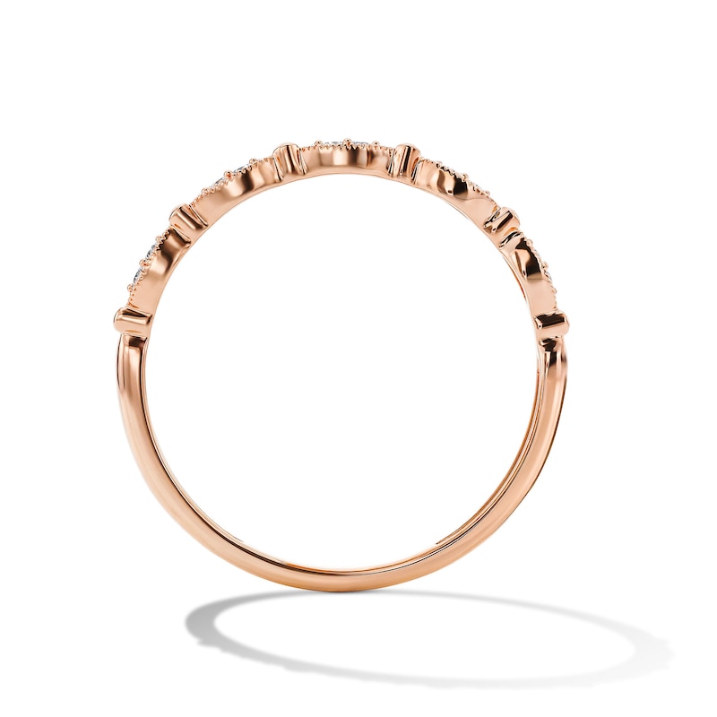 Main Image 3 of 1/20 CT. T.W. Lab-Grown Diamond Milgrain Band in 10K Rose Gold (F/VS2)