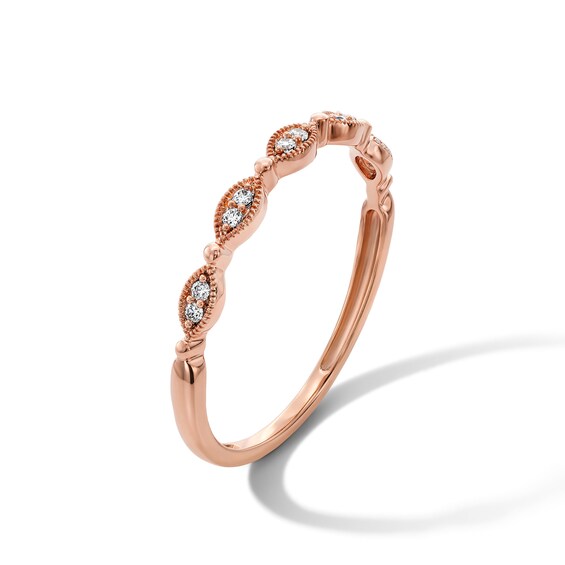 1/20 CT. T.w. Lab-Grown Diamond Milgrain Band in 10K Rose Gold (F/Vs2)