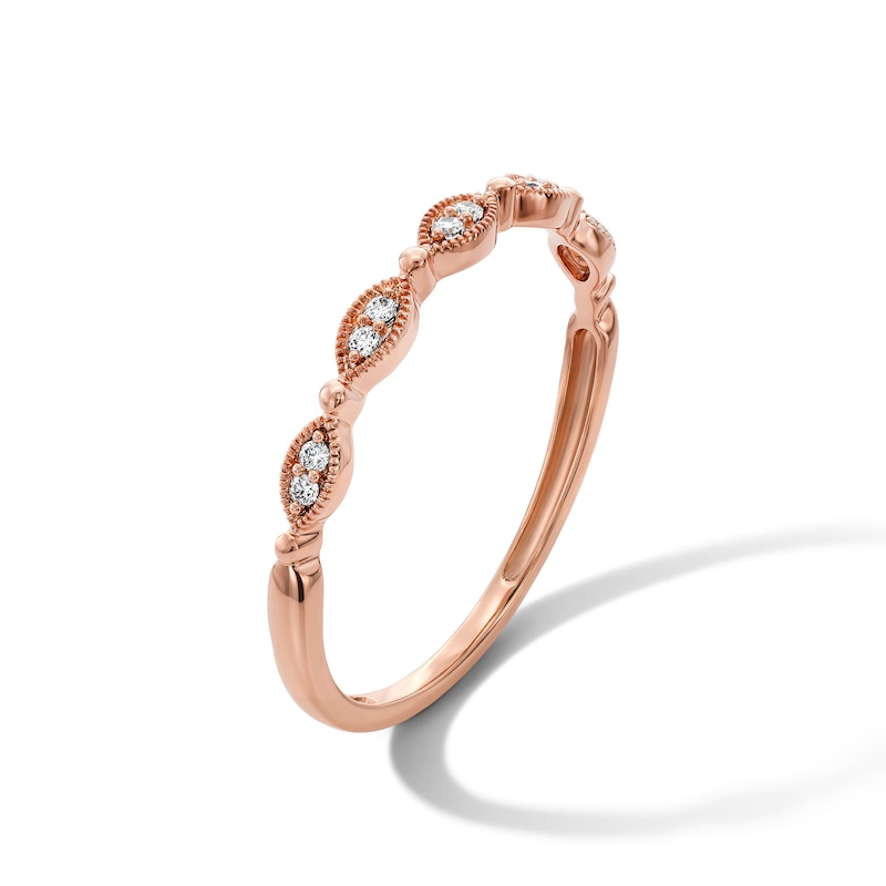Main Image 5 of 1/20 CT. T.W. Lab-Grown Diamond Milgrain Band in 10K Rose Gold (F/VS2)