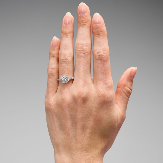 1 CT. T.w. Certified Lab-Grown Diamond Frame Engagement Ring in 14K White Gold (F/Vs2)