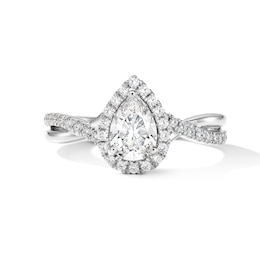 3/4 CT. T.W. Pear-Shaped Certified Lab-Grown Diamond Frame Engagement Ring in 14K White Gold (F/VS2)