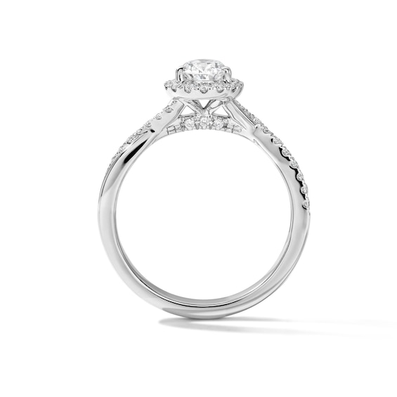 3/4 CT. T.w. Pear-Shaped Certified Lab-Grown Diamond Frame Engagement Ring in 14K White Gold (F/Vs2)