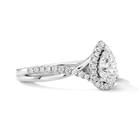 3/4 CT. T.w. Pear-Shaped Certified Lab-Grown Diamond Frame Engagement Ring in 14K White Gold (F/Vs2)