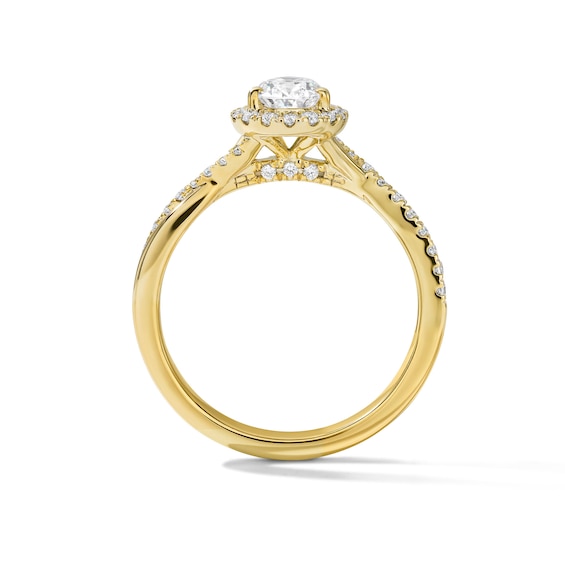 3/4 CT. T.w. Pear-Shaped Certified Lab-Grown Diamond Frame Engagement Ring in 14K Gold (F/Vs2)