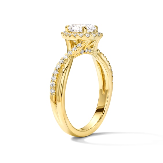 3/4 CT. T.w. Pear-Shaped Certified Lab-Grown Diamond Frame Engagement Ring in 14K Gold (F/Vs2)