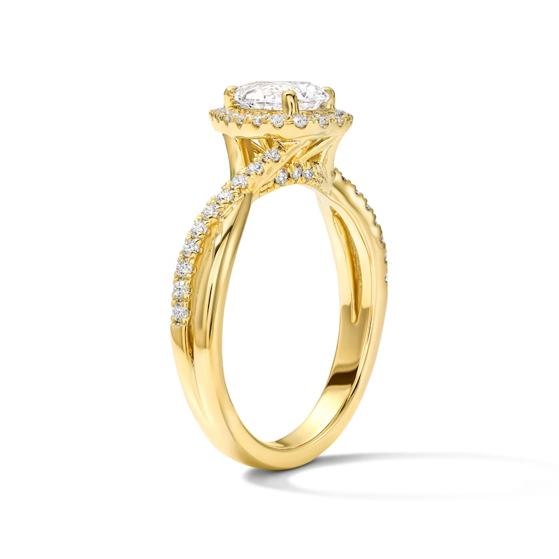 Main Image 5 of 3/4 CT. T.W. Pear-Shaped Certified Lab-Grown Diamond Frame Engagement Ring in 14K Gold (F/VS2)