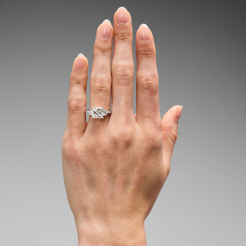 Main Image 2 of 3-3/4 CT. T.W. Princess-Cut Certified Lab-Grown Diamond Three-Stone Ring in 14K White Gold (F/VS2)