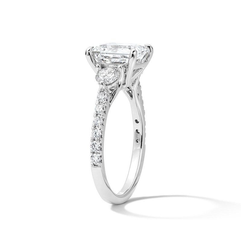 Main Image 5 of 3-3/4 CT. T.W. Princess-Cut Certified Lab-Grown Diamond Three-Stone Ring in 14K White Gold (F/VS2)
