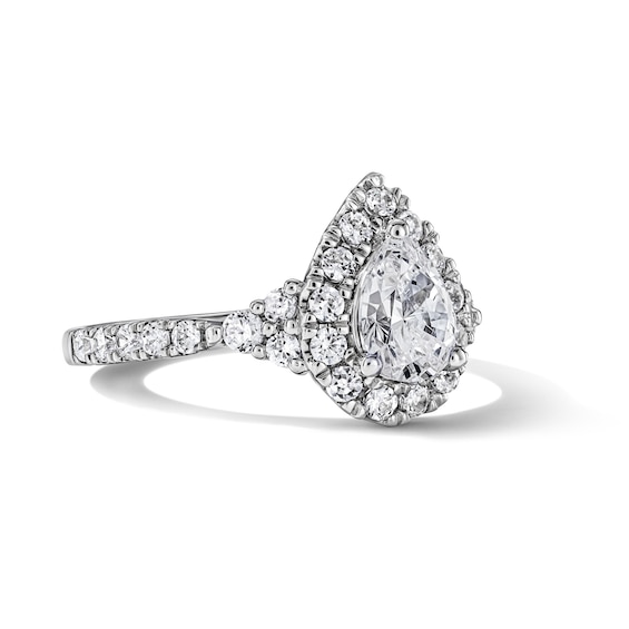 1 CT. T.w. Pear-Shaped Certified Lab-Grown Diamond Frame Engagement Ring in 14K White Gold (F/Vs2)