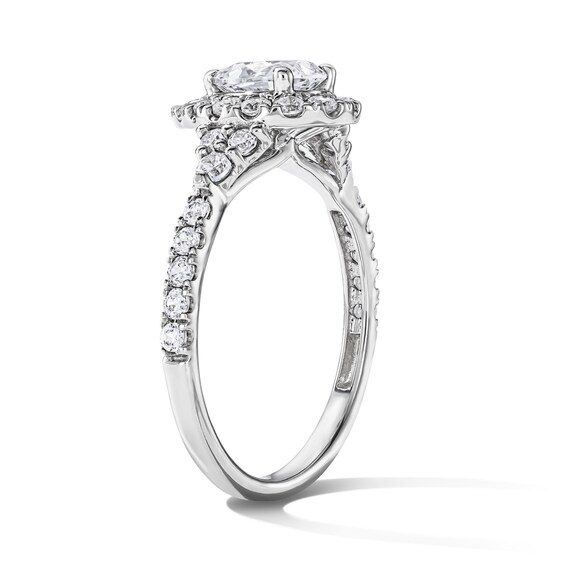 1 CT. T.w. Pear-Shaped Certified Lab-Grown Diamond Frame Engagement Ring in 14K White Gold (F/Vs2)