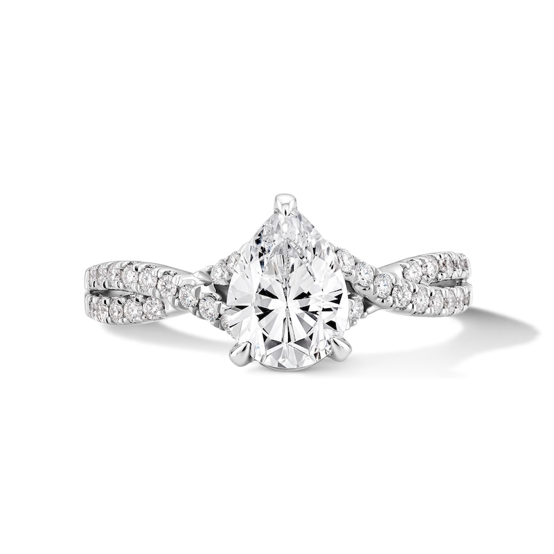 Main Image 1 of 1-1/3 CT. T.W. Pear-Shaped Certified Lab-Grown Diamond Engagement Ring in 14K White Gold (F/VS2)