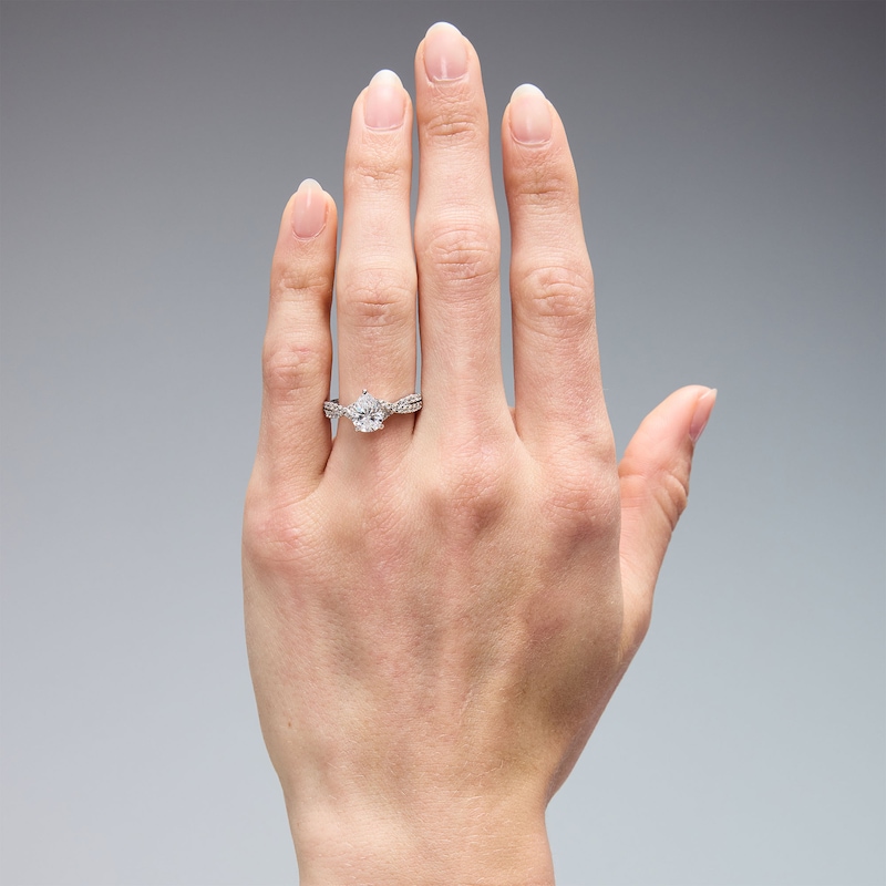 Main Image 2 of 1-1/3 CT. T.W. Pear-Shaped Certified Lab-Grown Diamond Engagement Ring in 14K White Gold (F/VS2)