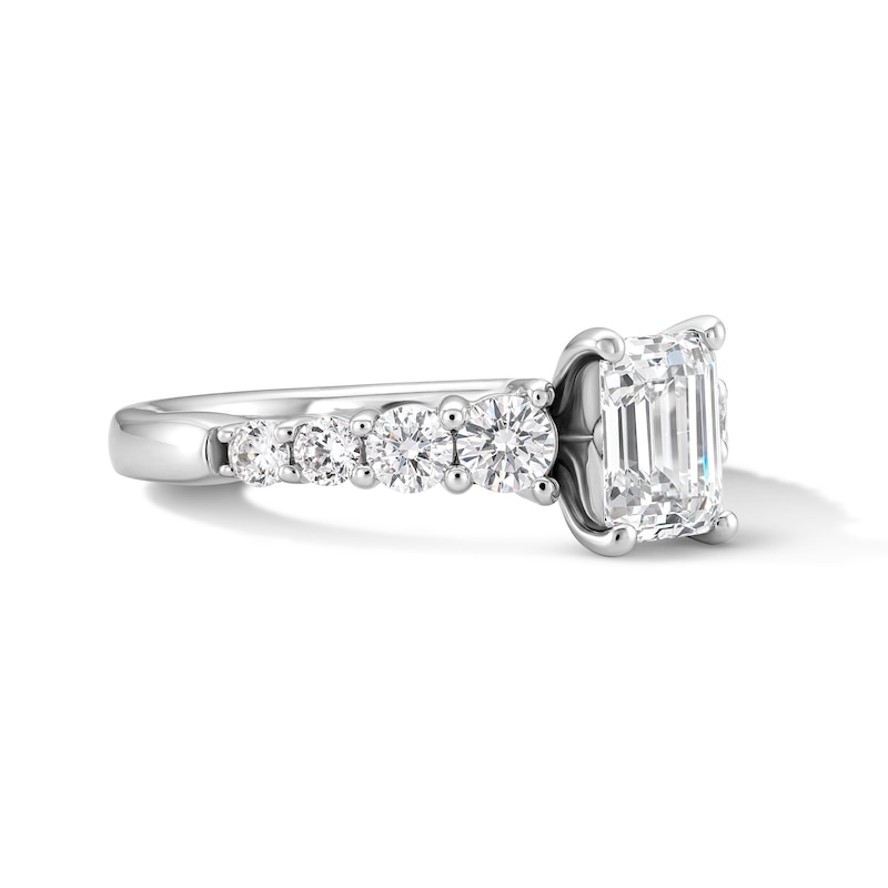 Main Image 4 of 1-3/4 CT. T.W. Emerald-Cut Certified Lab-Grown Diamond Engagement Ring 14K Gold (F/VS2)