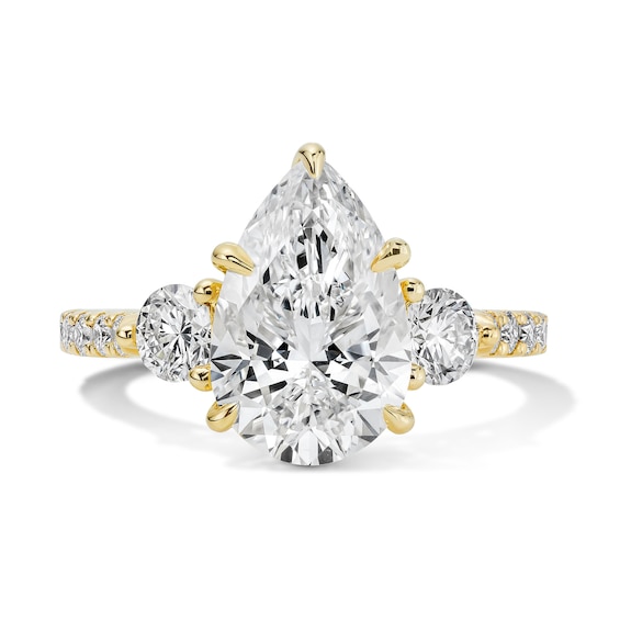 3-3/4 CT. T.w. Certified Pear-Shaped Lab-Grown Diamond Three-Stone Engagement Ring in 14K Gold (F/Vs2)