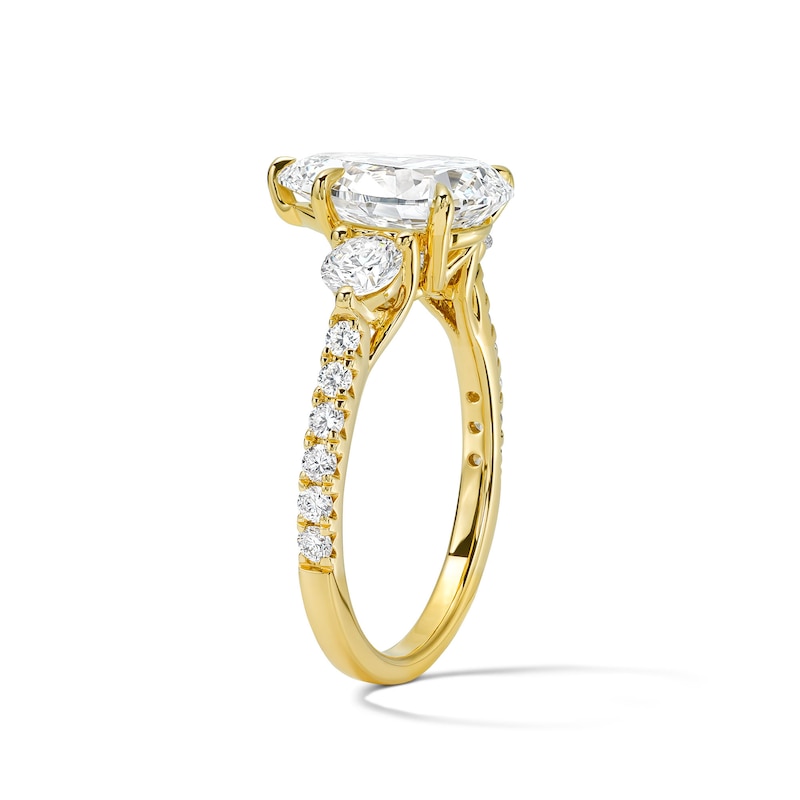 Main Image 5 of 3-3/4 CT. T.W. Certified Pear-Shaped Lab-Grown Diamond Three-Stone Engagement Ring in 14K Gold (F/VS2)