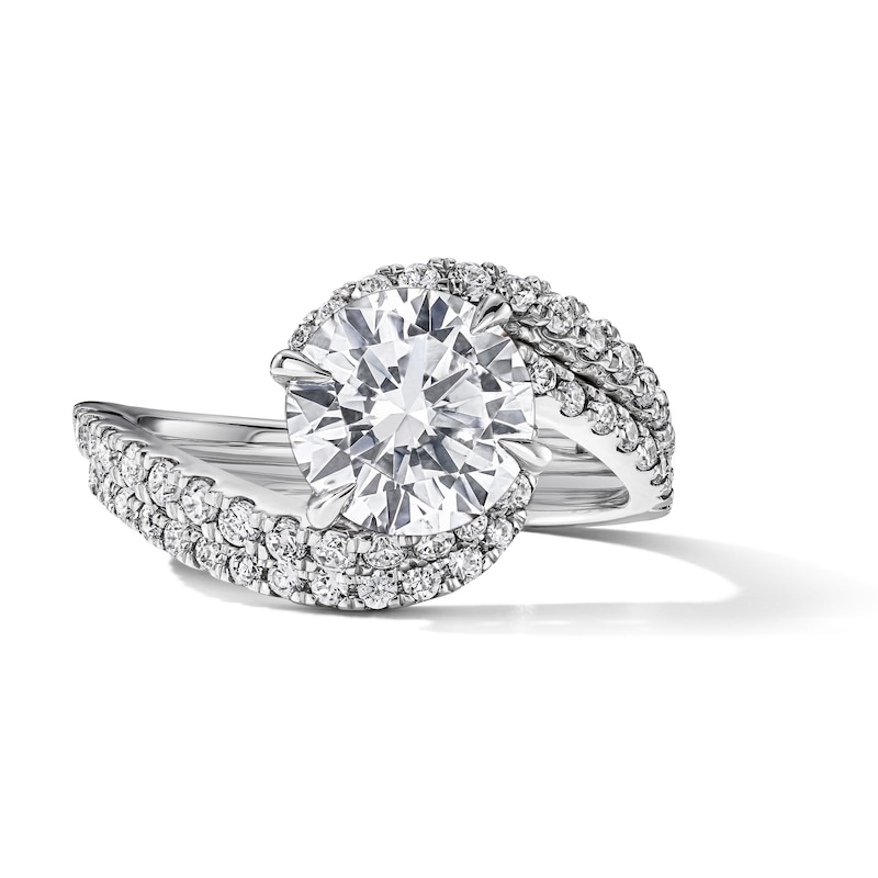 Main Image 1 of 2-5/8 CT. T.W. Certified Lab-Grown Diamond Bypass Bridal Set in 14K White Gold (F/VS2)
