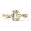 Thumbnail Image 1 of 3/4 CT. T.W. Emerald-Cut Certified Lab-Grown Diamond Frame Engagement Ring in 14K Gold (F/VS2)