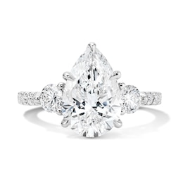 3-3/4 CT. T.W. Certified Pear-Shaped Lab-Grown Diamond Three-Stone Engagement Ring in 14K White Gold (F/VS2)