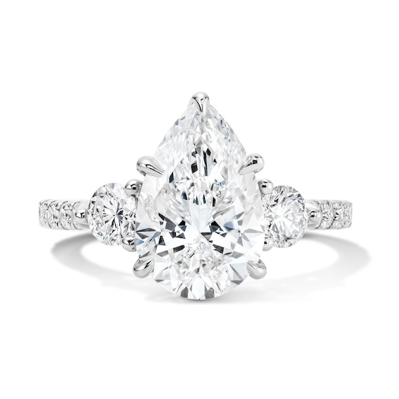 3-3/4 CT. T.w. Certified Pear-Shaped Lab-Grown Diamond Three-Stone Engagement Ring in 14K White Gold (F/Vs2)