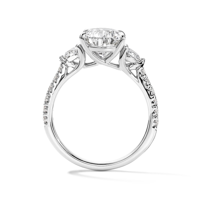 Main Image 3 of 3-3/4 CT. T.W. Certified Pear-Shaped Lab-Grown Diamond Three-Stone Engagement Ring in 14K White Gold (F/VS2)