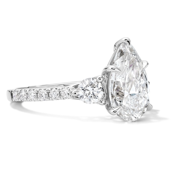 3-3/4 CT. T.w. Certified Pear-Shaped Lab-Grown Diamond Three-Stone Engagement Ring in 14K White Gold (F/Vs2)