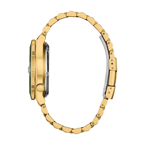 Men's Citizen Tsuyosa Shore Gold-Tone IP Stainless Steel Watch with Green Dial (Model: Nj0232-53X)