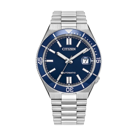 Men's Citizen Tsuyosa Shore Gold-Tone IP Stainless Steel Watch with Blue Dial (Model: Nj0230-59L)