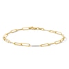 Thumbnail Image 1 of 3.0mm Paper Clip Chain Bracelet in Solid Sterling Silver with 10K Yellow Gold Plate - 8.0"