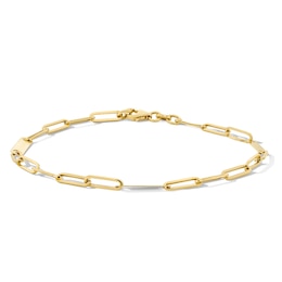 3.0mm Paper Clip Chain Bracelet in Solid Sterling Silver with 10K Yellow Gold Plate - 8.0"