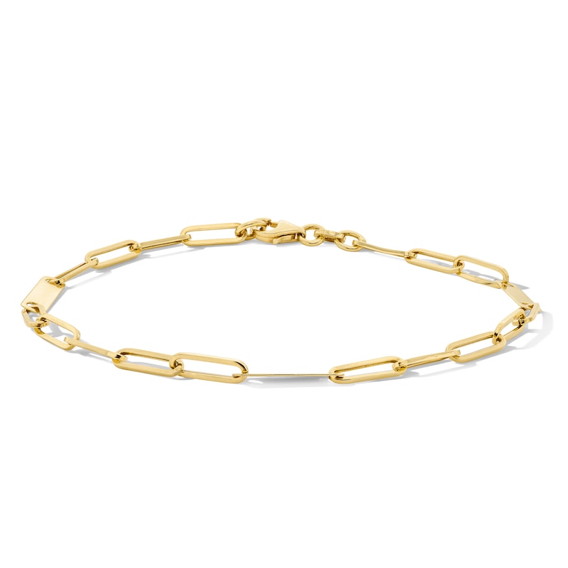 Main Image 1 of 3.0mm Paper Clip Chain Bracelet in Solid Sterling Silver with 10K Yellow Gold Plate - 8.0"