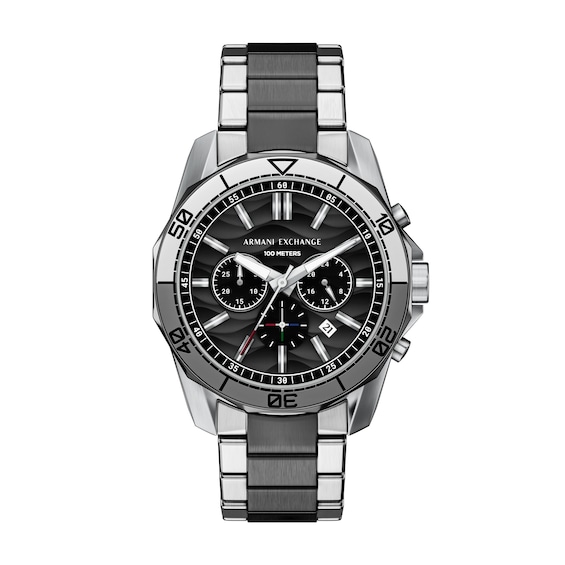 Men's Armani Exchange Chronograph Black IP and Stainless Steel Watch with Black Dial (Model: Ax1973)