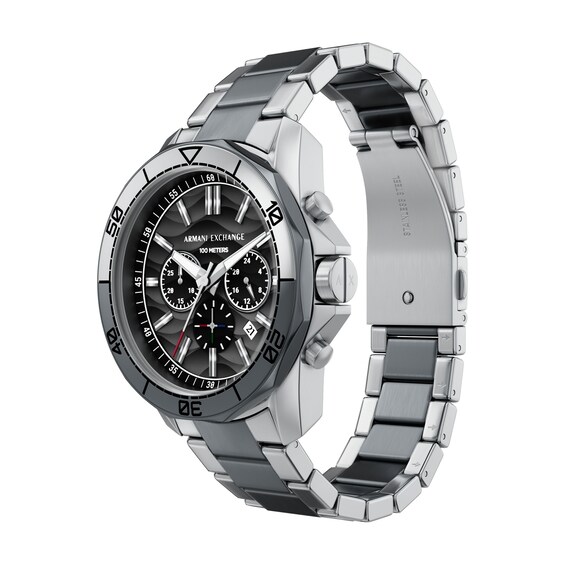 Men's Armani Exchange Chronograph Black IP and Stainless Steel Watch with Black Dial (Model: Ax1973)