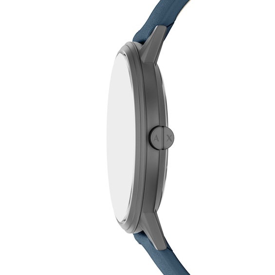 Men's Armani Exchange Gray IP Stainless Steel Watch with Blue Dial and Blue Leather Strap (Model: Ax2767)