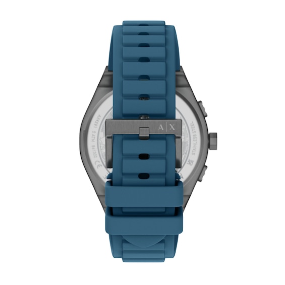 Men's Armani Exchange Sync Chronograph Watch with Blue Dial and Blue Silicone Strap (Model: Ax4291)