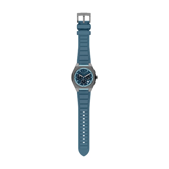 Men's Armani Exchange Sync Chronograph Watch with Blue Dial and Blue Silicone Strap (Model: Ax4291)