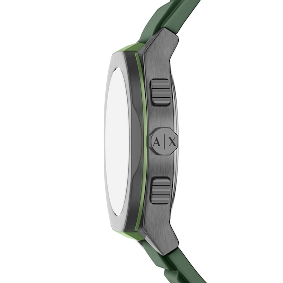 Men's Armani Exchange Sync Chronograph Watch with Green Dial and Green Silicone Strap (Model: Ax4292)